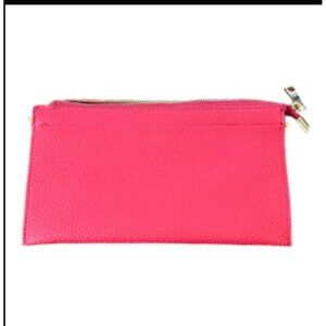 Women Leather Crossbody Pink Gold Tone Metal Girl Bag Wristlet Zipper Theme Park